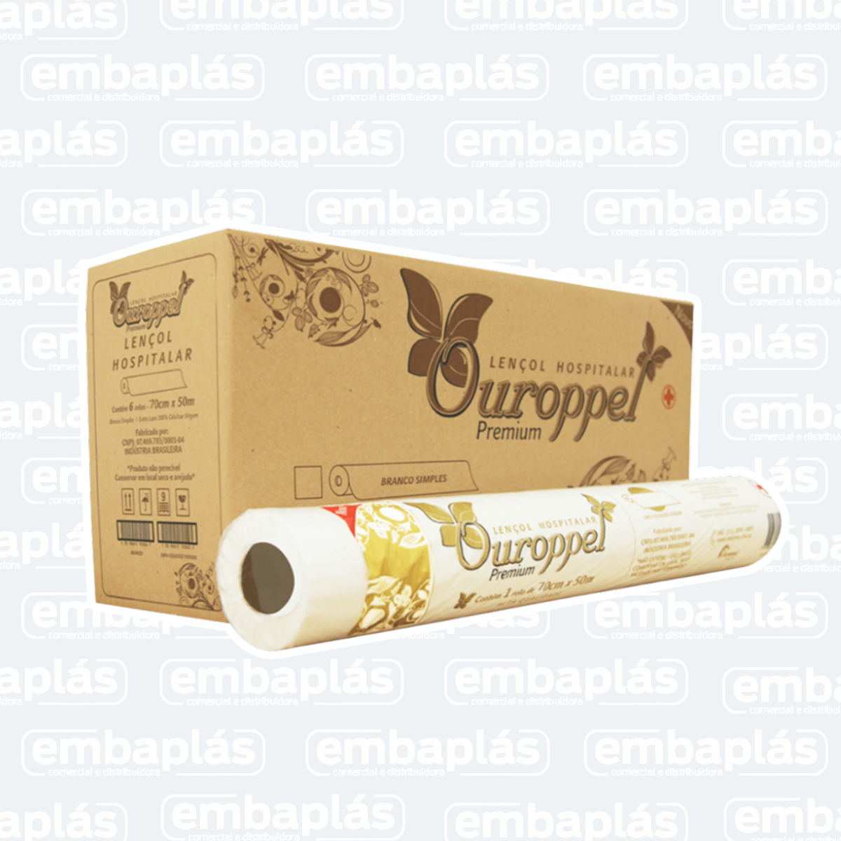 Lençol Hopitalar Branco 70cm X 50M - OUROPPEL