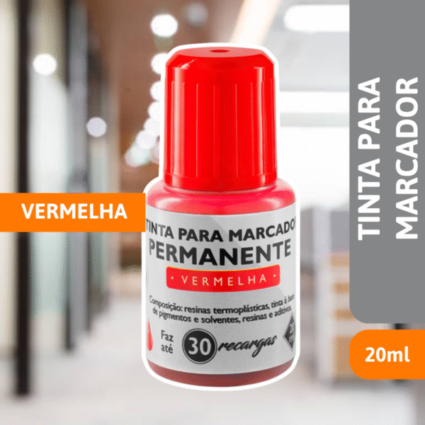 Tinta Para Marcador Permanente 20ml Vermelho - BRW - Imagem 2