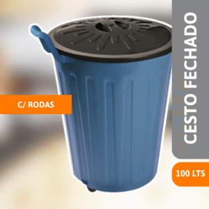 Cesto Fechado 100 Litros C/ Rodas - ARQPLAST