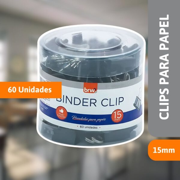 Clips Para Papel Binder 15mm 60 Un - BRW - Imagem 2
