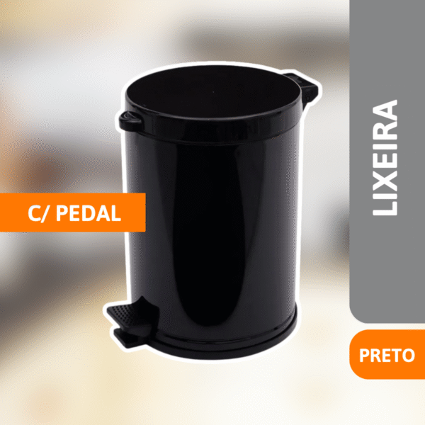 Lixeira Com Pedal 10,5 Litros Preta - VIEL - Imagem 2