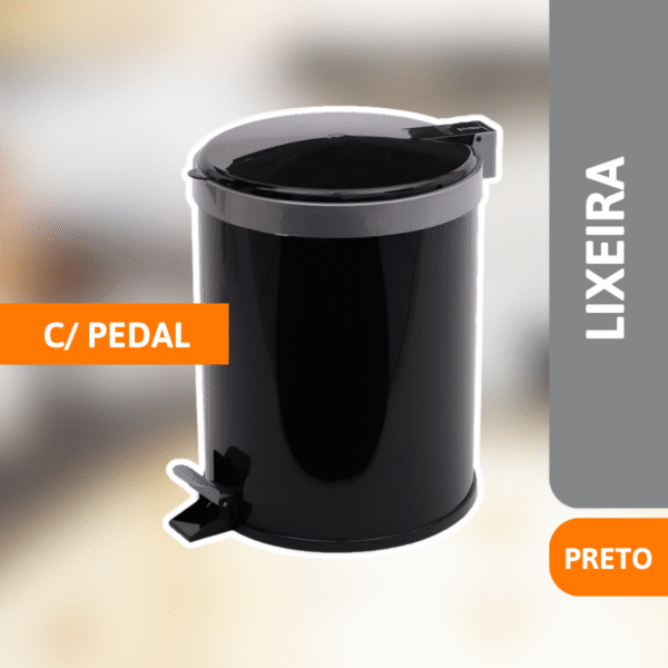 Lixeira Com Pedal 12 Litros Preto - VIEL - Imagem 2
