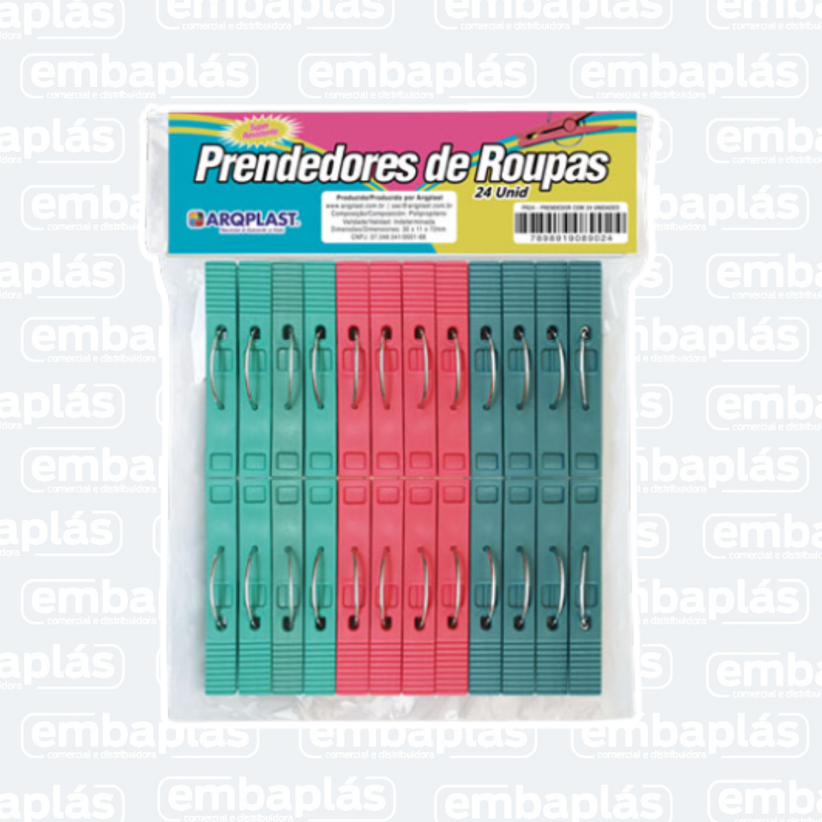 Prendedor De Roupas C/ 24 Un - ARQPLAST