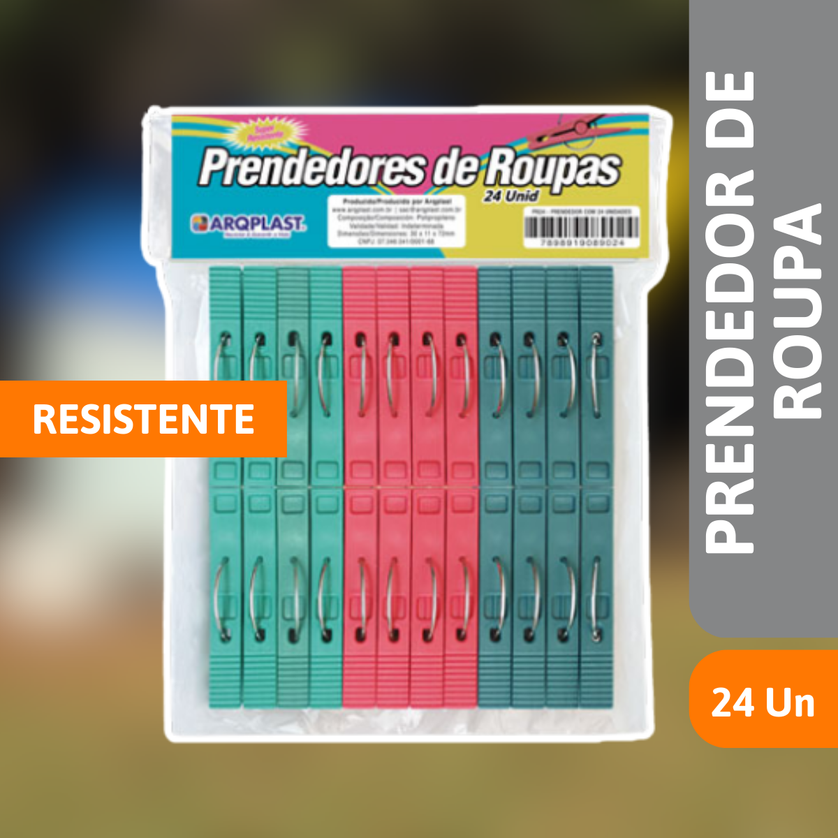 Prendedor De Roupas C/ 24 Un - ARQPLAST - Imagem 2