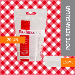 Pote Retangular com tampa 150ml 24 Un - PRAFESTA