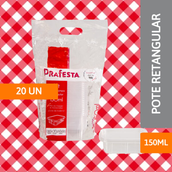 Pote Retangular com tampa 150ml 24 Un - PRAFESTA - Imagem 2