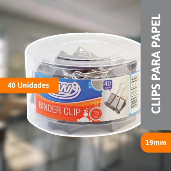 Clips Para Papel Binder 19mm 40 Un - BRW - Imagem 2