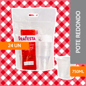 Pote Redondo 750ML Pct C/ 24 Un - PRAFESTA