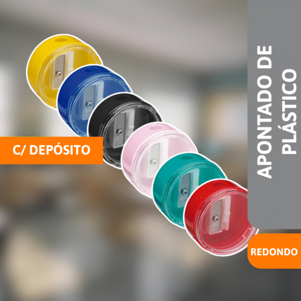 Apontador De Plástico Redondo C/ Depósito - BRW - Imagem 2