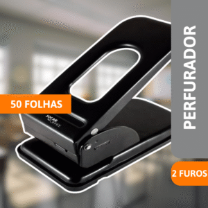 Perfurador De Papel 2 Furos 50 Fls Metal - LEONORA