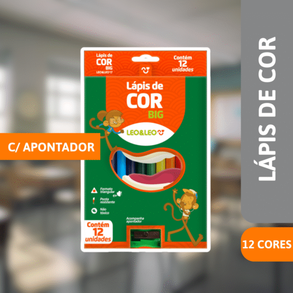 Lápis De Cor Grosso Super C/ Apontador 12 Cores - LEONORA - Imagem 2