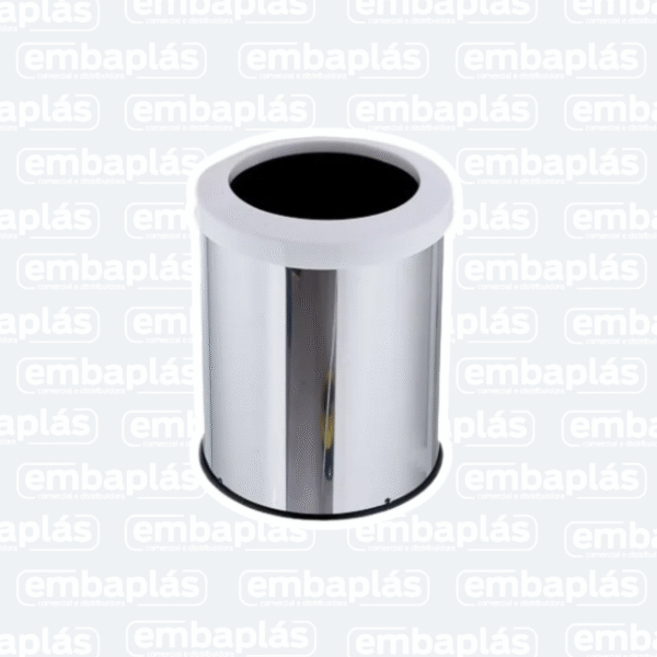 Cesto P/ Lixo Inox C/Aro Plástico Branco 15 Litros - VIEL