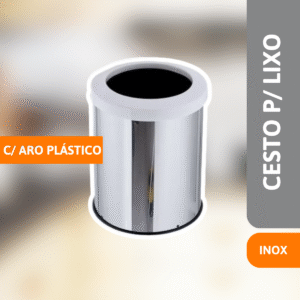 Cesto P/ Lixo Inox C/Aro Plástico Branco 15 Litros - VIEL