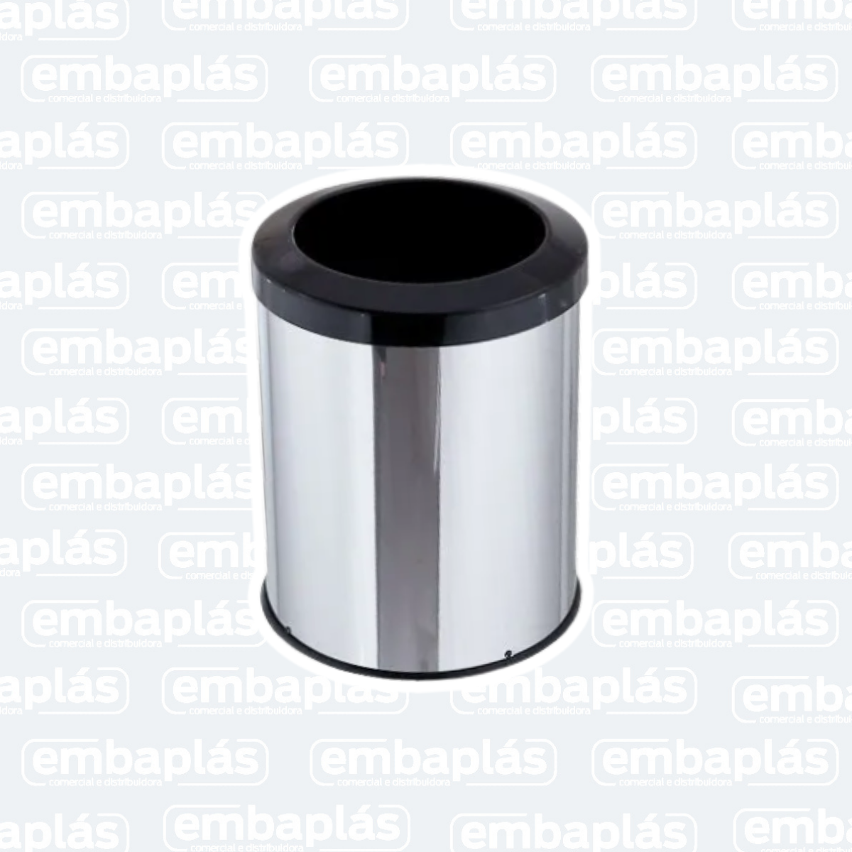 Cesto P/ Lixo Inox C/ Aro Plástico Preto 15L - VIEL