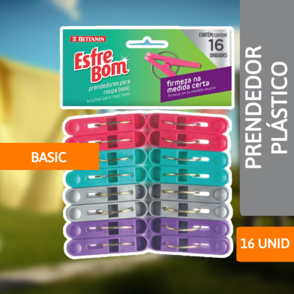 Prendedor Plástico Simples Esfebom C/ 16 Unidades - BETTANIN - Imagem 2