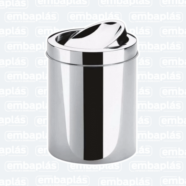 Cesto P/ Lixo Inox C/ Tampa Basculante 8 Litros - VIEL