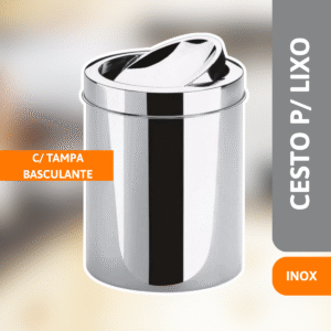 Cesto P/ Lixo Inox C/ Tampa Basculante 8 Litros - VIEL