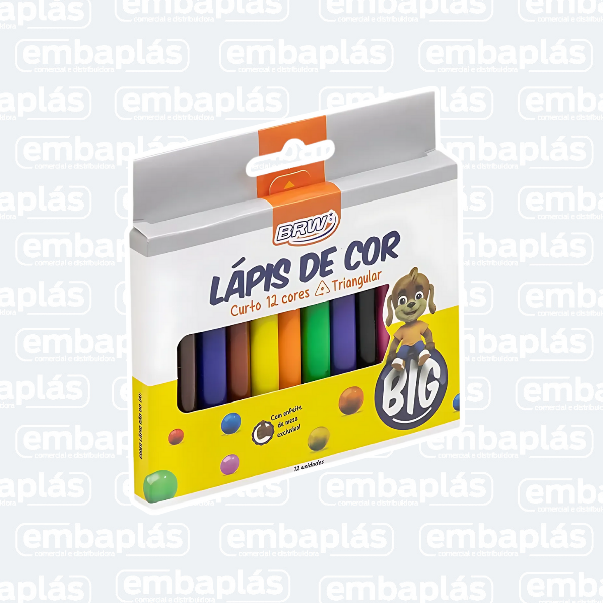 Lápis De Cor Triangular C/12 Cores Big Curto - BRW