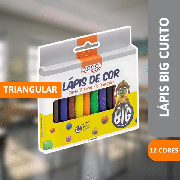 Lápis De Cor Triangular C/12 Cores Big Curto - BRW - Imagem 2