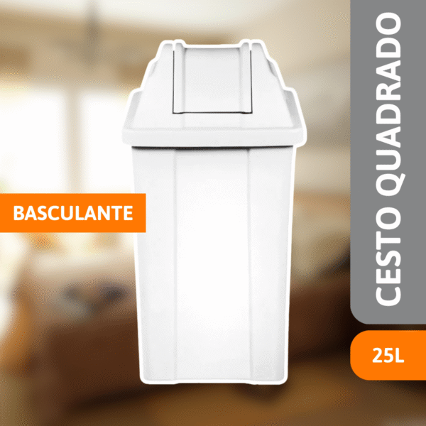 Cesto Quadrado Basculante 25 Litros Branca - JSN - Imagem 2