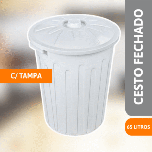 Cesto Fechado C/ Tampa 65 Litros Branca - ARQPLAST