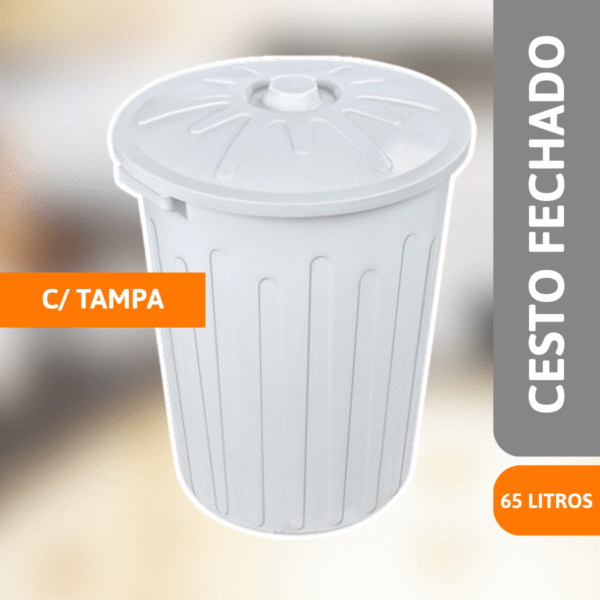 Cesto Fechado C/ Tampa 65 Litros Branca - ARQPLAST - Imagem 2