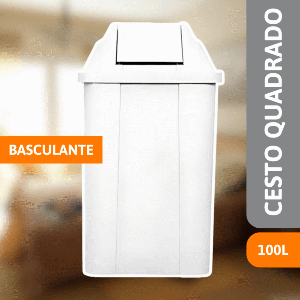 Cesto Quadrado Basculante 100 Litros Branco - JSN - Imagem 2