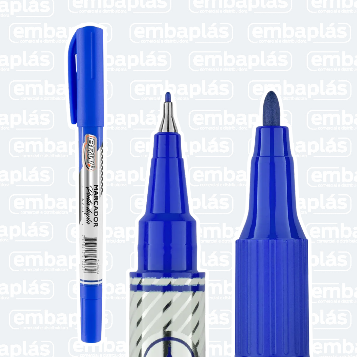 Marcador P/ CD/ Retroprojetor Ponta Dupla Azul - BRW
