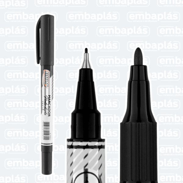 Marcador P/ CD/ Retroprojetor Ponta Dupla Preto - BRW