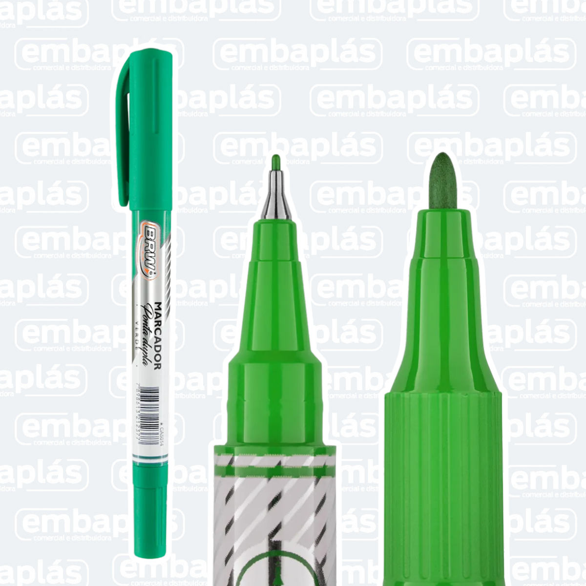 Marcador P/ CD/ Retroprojetor Ponta Dupla Verde - BRW