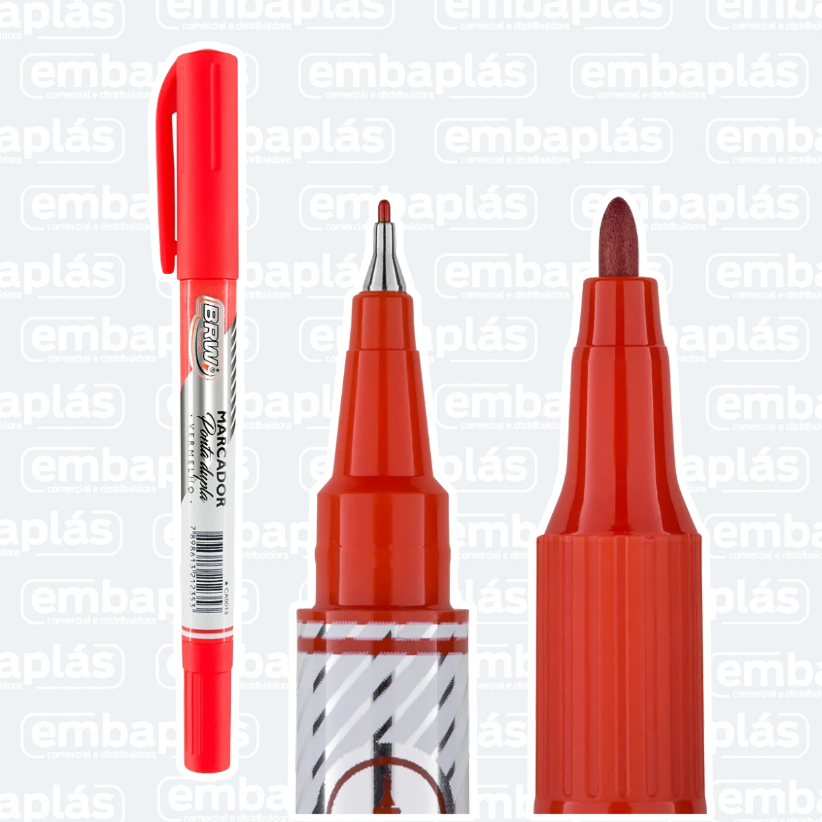 Marcador P/ CD/ Retroprojetor Ponta Dupla Vermelho - BRW