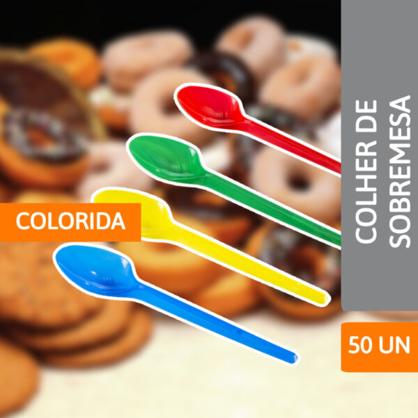 Colher De Sobremesa Colorida Pct C/ 50 Un - PRAFESTA - Imagem 2