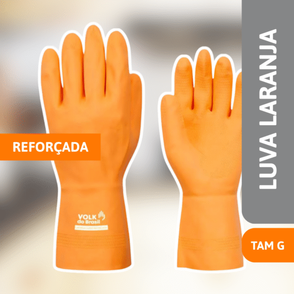 Luva Laranja Reforçada Tamanho G - VOLK - Imagem 2