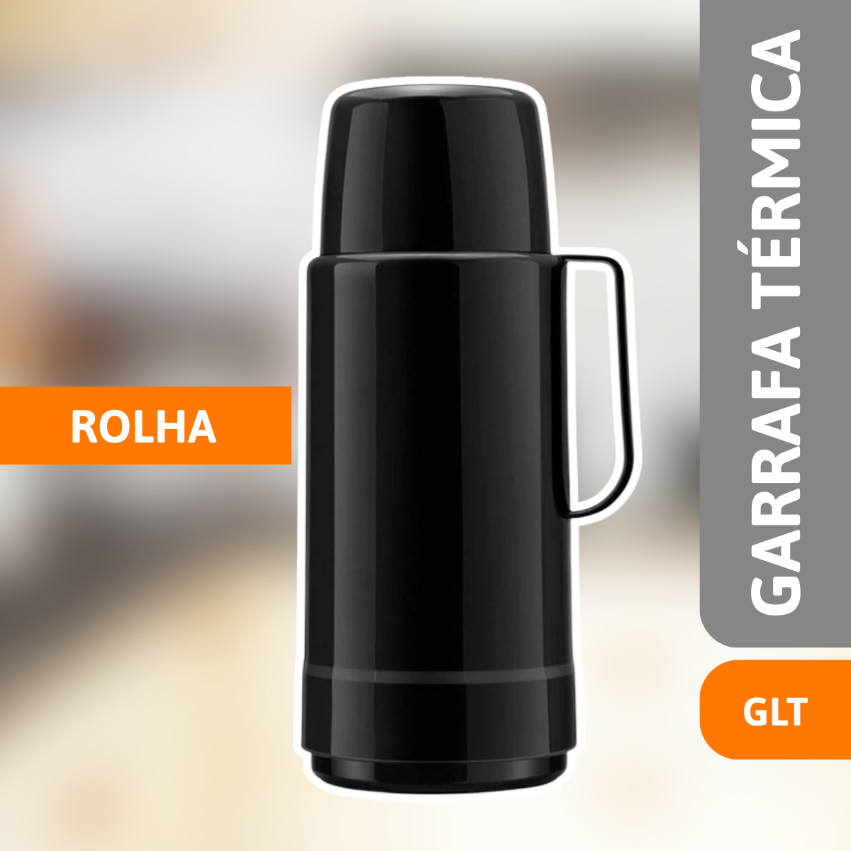 Garrafa Térmica GLT Rolha 1L Preta - INVICTA - Imagem 2