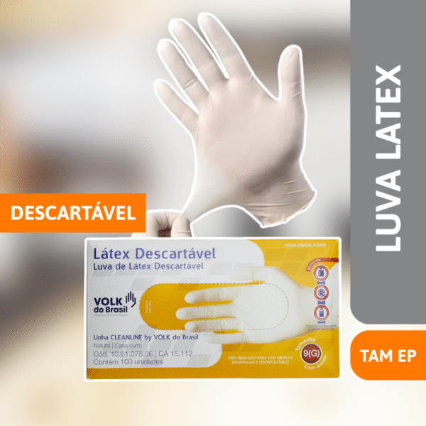 Luva De Latex Descartável Tamanho EP CX C/ 100 UN - VOLK - Imagem 2