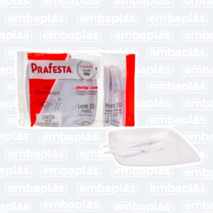 Kit Churrasco Line 10 X 10 Branco - PRAFESTA