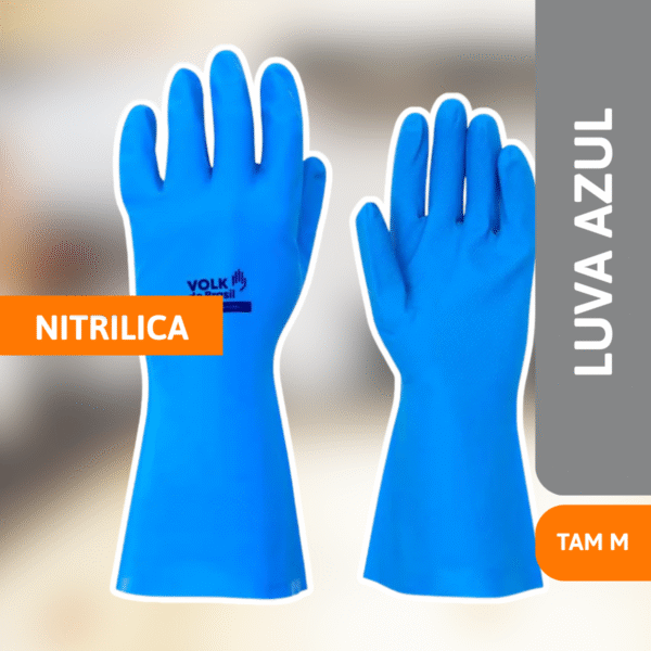 Luva Azul Nitrilica Tamanho M - VOLK - Imagem 2