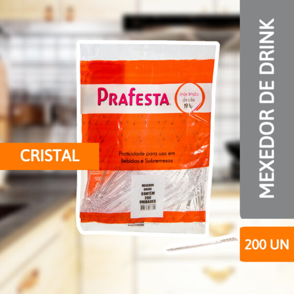 Mexedor Drink Cristal Pct C/ 200 Un - PRAFESTA - Imagem 2
