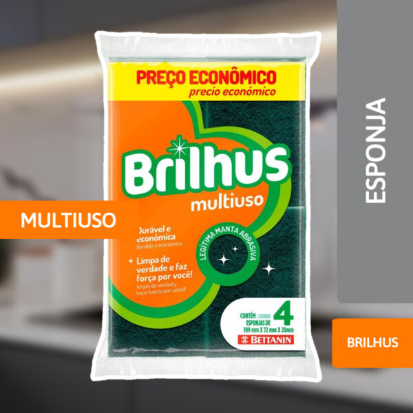 Esponja Para Louça Brilhus 4 Unidades - BETTANIN - Imagem 2