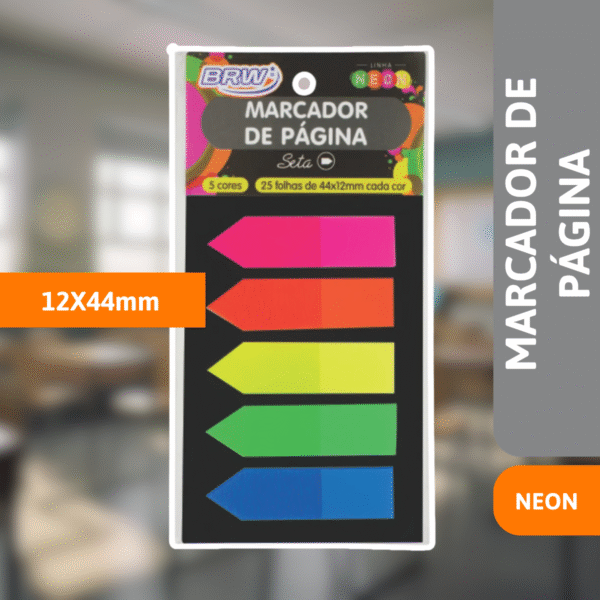 Marcador De Páginas Seta 12X44mm Neon - BRW - Imagem 2