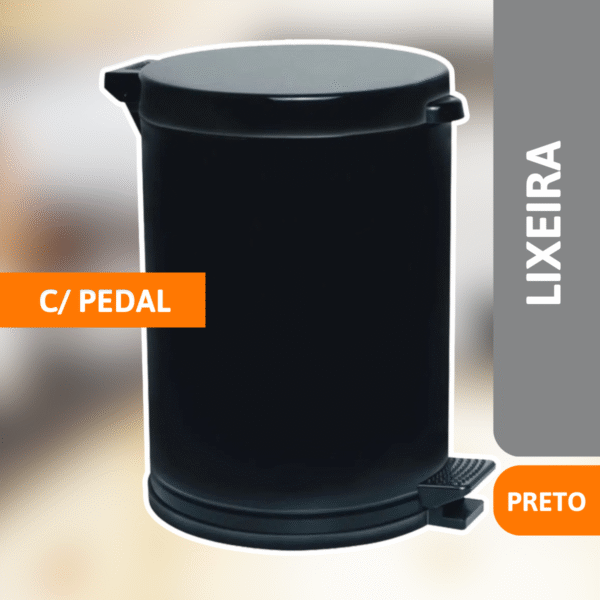 Lixeira Com Pedal 4,5 Litros Preta - VIEL - Imagem 2