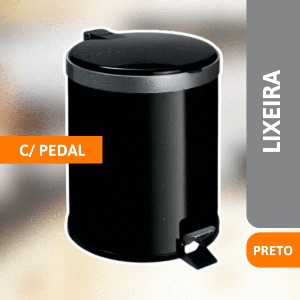 Lixeira Com Pedal 5 Litros Preta - VIEL - Imagem 2