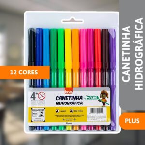 Canetinha Hidrográfica Plus C/12 Cores - BRW