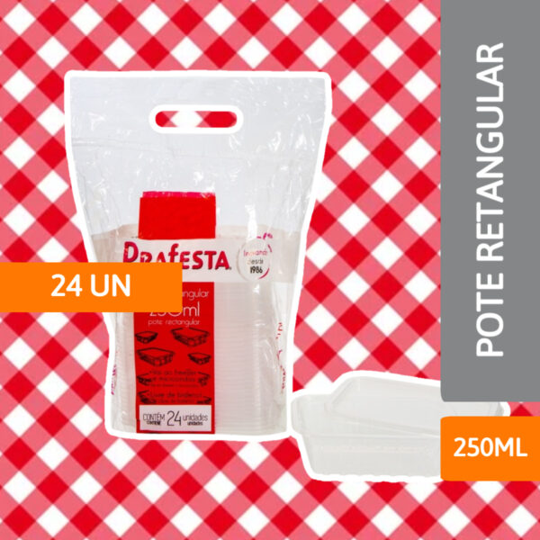 Pote Retangular com tampa 250ML 24 Un - PRAFESTA - Imagem 2