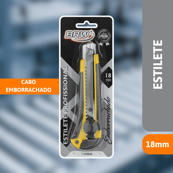 Estilete 18mm Profissional C/ Cabo Emborrachado - BRW - Imagem 2