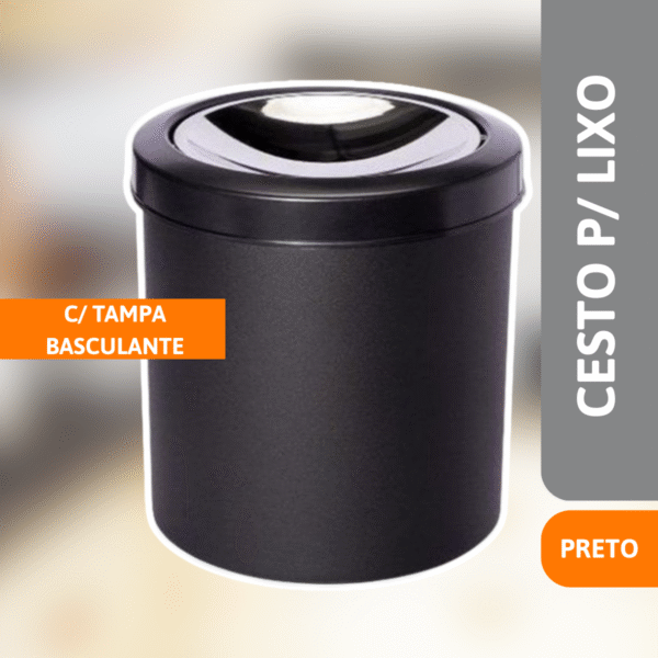 Cesto P/ Lixo Preto Basculante 5 Litros - VIEL - Imagem 2