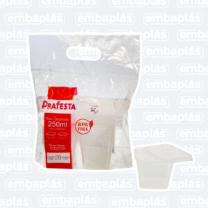 Pote Quadrado 250ML Pct C/20 Un - PRAFESTA