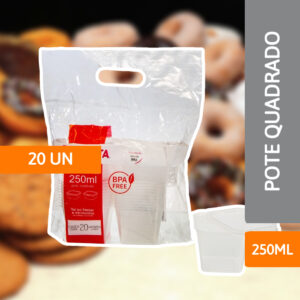 Pote Quadrado 250ML Pct C/20 Un - PRAFESTA