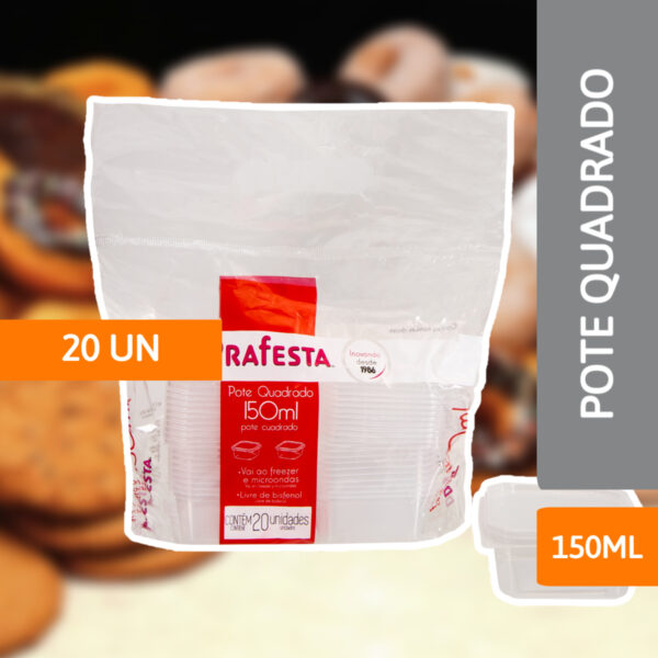 Pote Quadrado 150ML Pct C/20 Un - PRAFESTA - Imagem 2