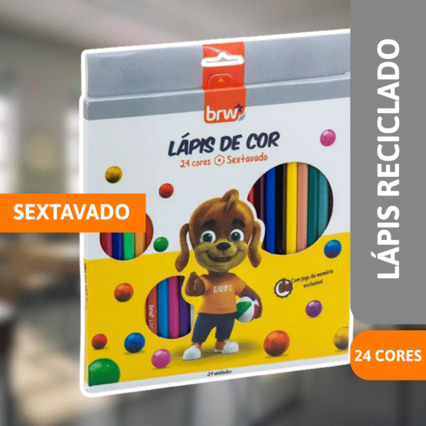Lápis De Cor Sextavado C/24 Cores Reciclado - BRW - Imagem 2